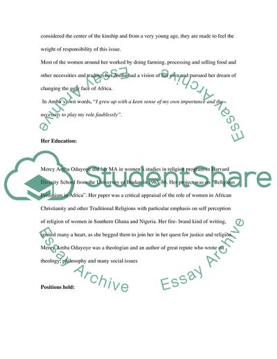 Early Life and Education of Mercy Amba Ewudziwa Oduyoye