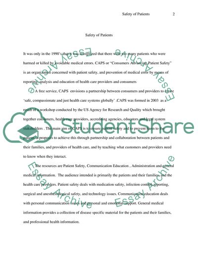 Consumers Advancing Patient Safety