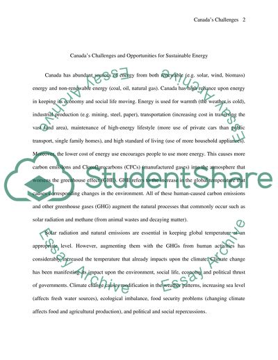 Canadas Challenges and Opportunities for Sustainable Energy