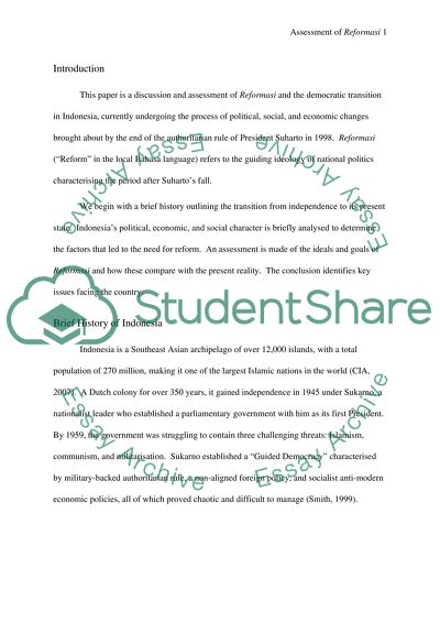 Assess Reformasi and the democratic transition in Indonesia