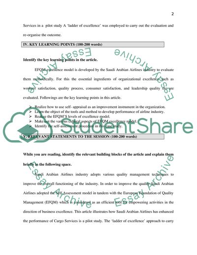 The Learners Log Book (LLB) for the Saudi Airlines Case