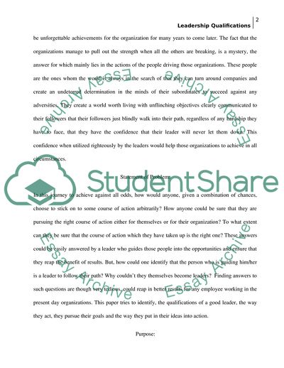 The Qualifications of a Good Leader