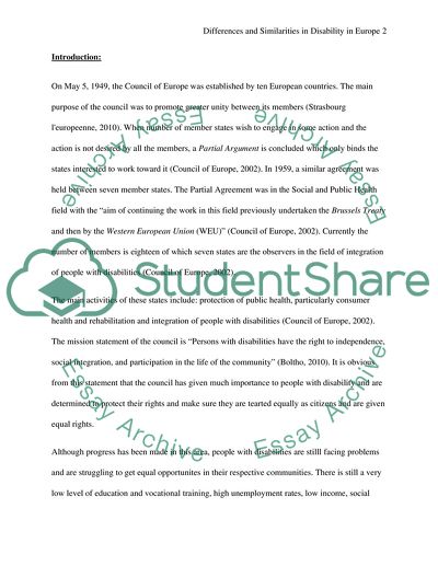 Differences and Similarities in Disability in Europe