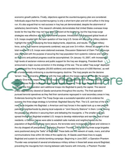 The United States Policies the Troop Surge in Iraq