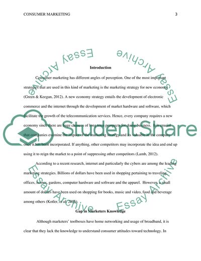 Consumer Marketing in Terms of Marketing Strategies for the New Economy