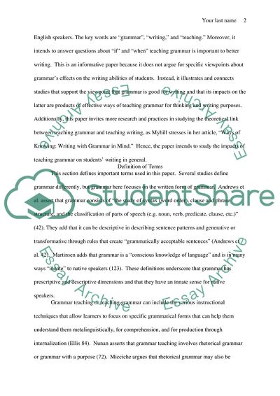 Impacts of Grammar on Students Writing Skills