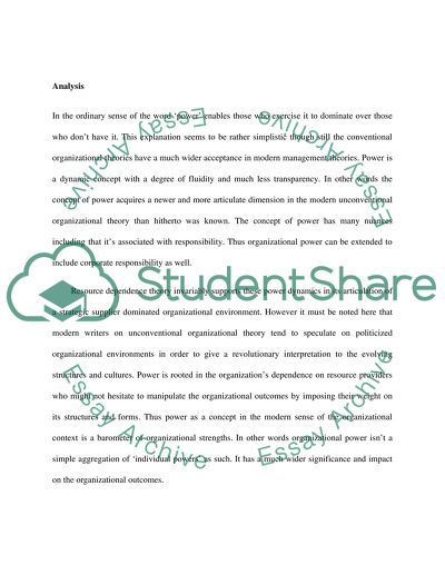 Power and Dependency within Organizational Theories