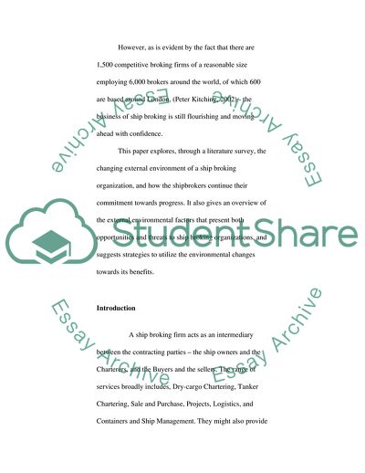 Changing External Environment of a Maritime Organization