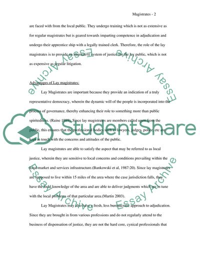 Advantages and Disadvantages of Lay Magistrates