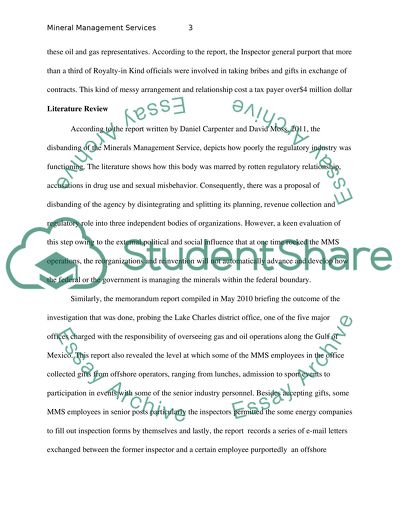 Mineral Management Service in the federal Department of the Interior