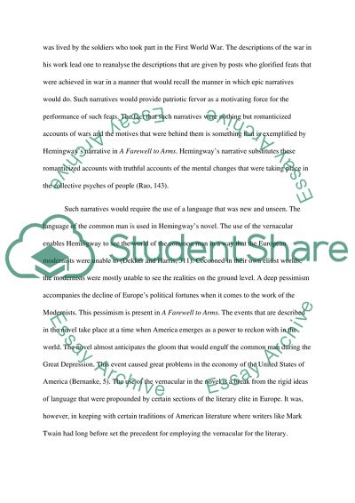 Tradition and Novelty in Ernest Hemingways A Farewell to Arms