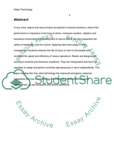 Robot Technology to Improve Emergency Response