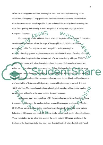 Does Spelling Transparency Affect Visual Word Recognition And Short Term Memory