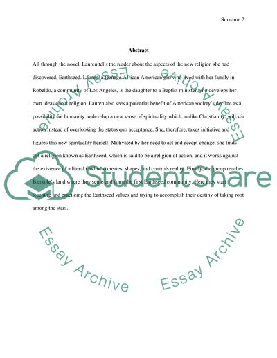 English Literature Religion in the Parable of the Sower by Octavia Butler