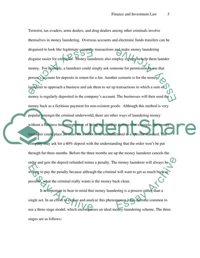 Finance and Investment Law - Money Laundering Regulations