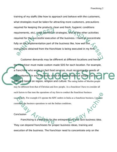 Franchising - Service Delivery System