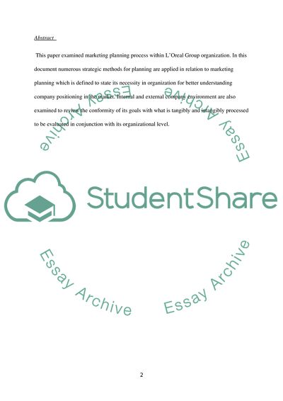 The Marketing Planning of LOreal Organisation