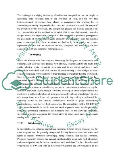 Architectural Competitions as a Challenge for the Architectors