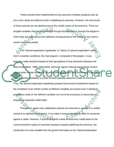 Actions for Stabilizing an Economy