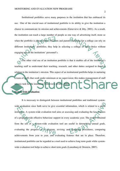 Monitoring and evaluation new programs