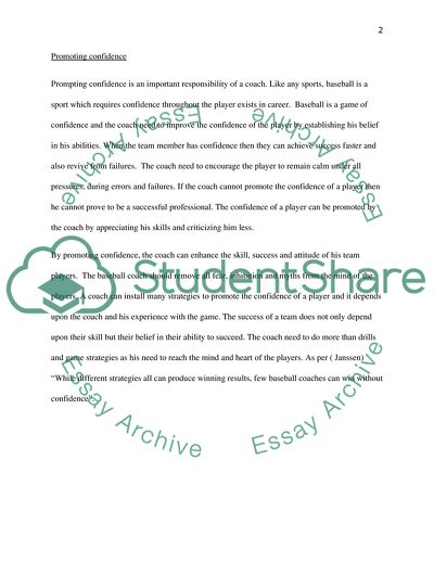 Responsibilities of a Coach, Promoting Confidence, Draw Workout Routine, Attitudes toward Game