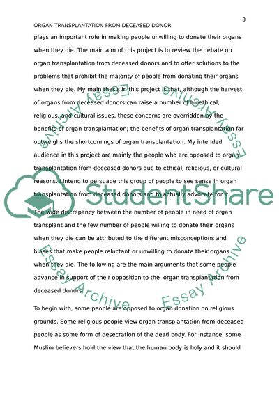 Organ Transplantation from Deceased Donor