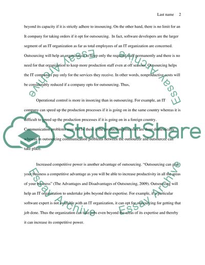 IT Resources (Outsource or Insource)