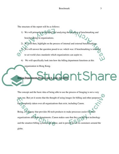The Meaning and Analysis of Benchmarking: Canon Hong Kong