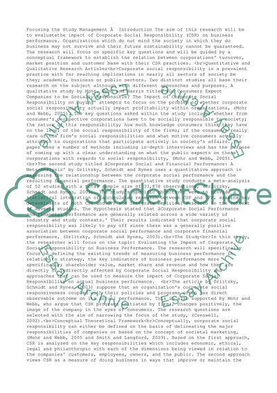 The Impact of Corporate Social Responsibility on Business Performance