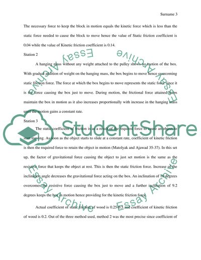 A Comparison of the Kinetic and Static Friction