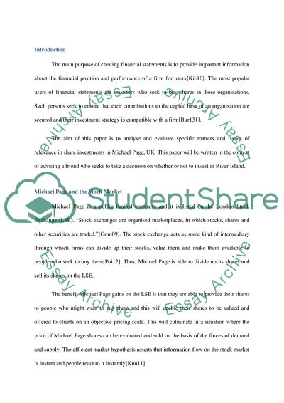 Financial Statement Analysis in Michael Page Limited