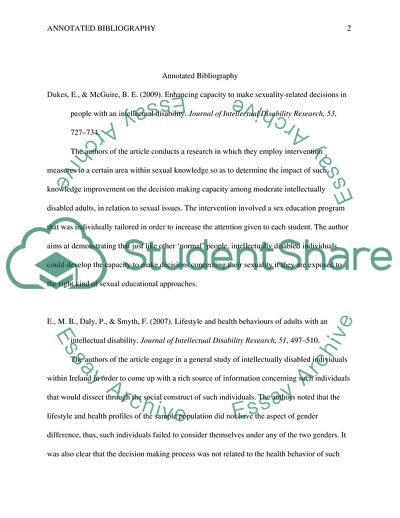 Annotated Bibliography of Articles Concerning the Sexual Education