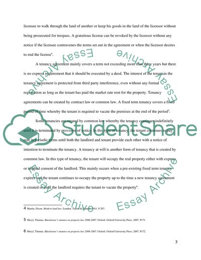 Land Law: a Tenancy Agreement