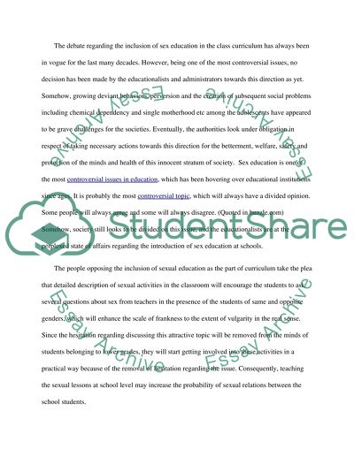 Should school teach sexual education in their curriculm