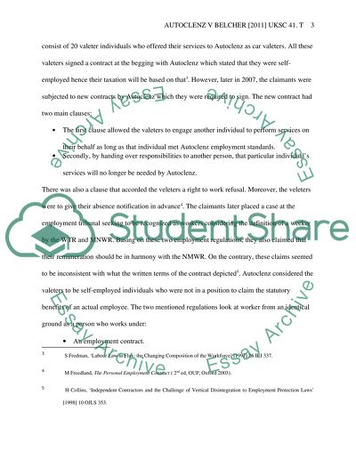 Case note on the decision of the Supreme Court in Autoclenz v Belcher [2011]