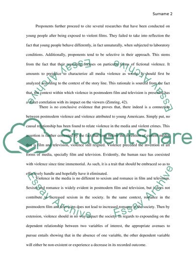 Analysis of the Idea of Violence in Postmodern Cinema