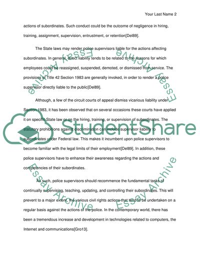 Vicarious Liability for Police Supervisors