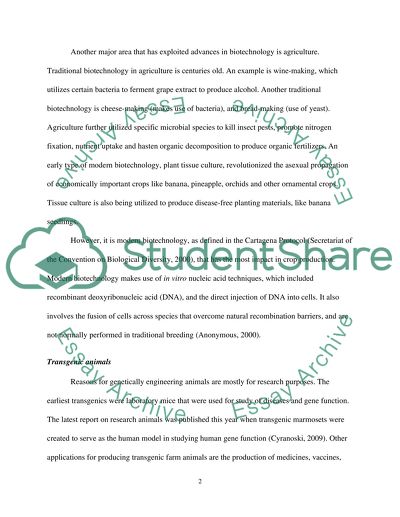 biotechnology in agriculture research paper