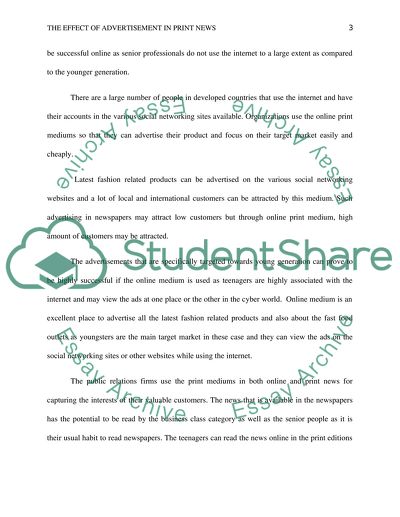 The affect of Advertisements in print news in both online and print editions