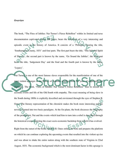 Analysis of Fires of Jubilee: Nat Turners Fierce Rebellion by Stephen B. Oates