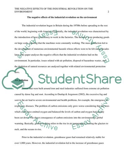 Environmental Issues and the Industrial Revolution