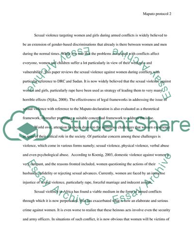 The African Union and Its Effectiveness in Implementing Womens Rights to Support Women Rape Victims