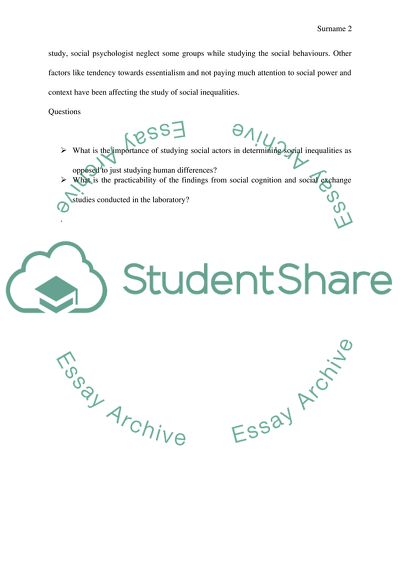 Social Psychological Theories on Social Inequalities by Hollander and Howard