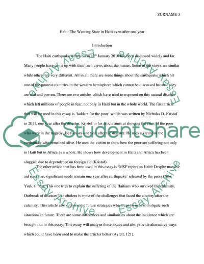 Haiti: The Wanting State in Haiti even after One Year