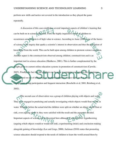 Science and Technology for young Children