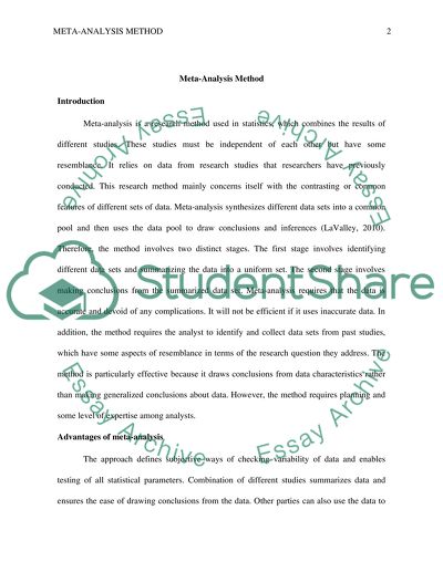 Meta Analysis Reconciling the Results of Independent Studies
