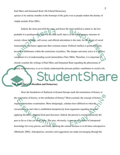 Karl Marx and Immanuel Kant: On Liberal Democracy