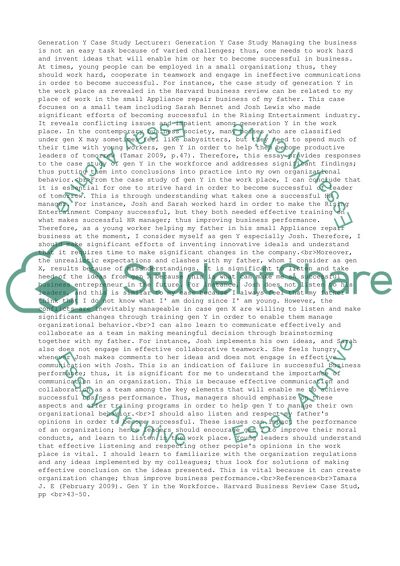 Genration Y Casestudy