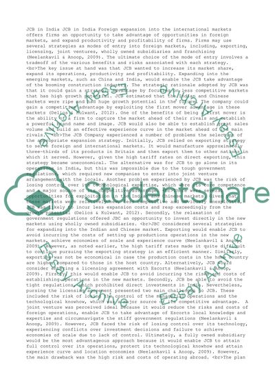 The Performance of JCB in India