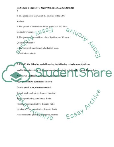 General Concepts and Variables Assignment